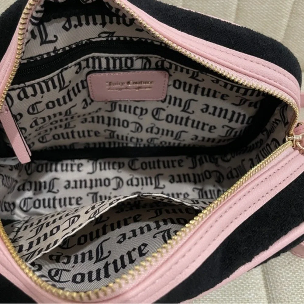 NEW Juicy Couture Black‎ Terry Butterfly Rhinestone Camera Bag Crossbody Pink